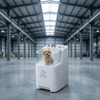 Baignoire pour animaux de compagnie industrielle robuste en acrylique de luxe, électrique, avec porte d'accès, anti-colmatage, filtre à poils, robinet pulvérisateur, empilable