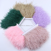Vente directe usine : Franges en plumes d'autruche triple couche de 8-10 cm, accessoires de dentelle pour vêtements et décorations à pompons en plumes