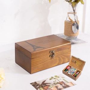 Caja de Almacenamiento de Agujas de Madera, Organizador Cuadrado de Herramientas de Costura para Escritorio con Tijeras y Bobinas para Manualidades - Product Image 2