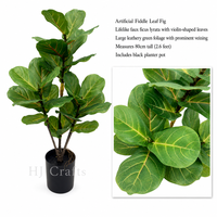 Plante artificielle Ficus Lyrata de 80 cm, multi-troncs, feuilles luxuriantes, en PE, avec pot noir, pour la décoration intérieure nordique