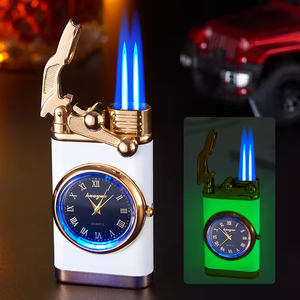 Encendedor Creativo con Reloj de Doble Llama, Mecheros de Gas Recargables, Regalo para el Día de San Valentín, Otros Encendedores - Product Image 4