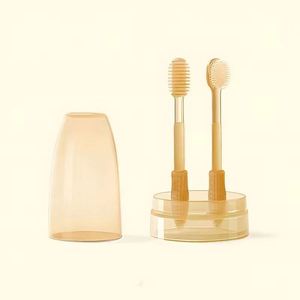 Cepillo de Dientes para Bebés, de Silicona de Grado Alimenticio, con Cerdas Suaves, Portátil, Color Marrón, Juego de Limpiador de Lengua - Product Image 1