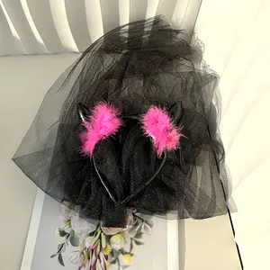 Halloween Dode Sluier Haarband Hoorns Duivel Hairhoop Party Kostuum Haar Accessoire Heks Vrouwen Topknoop Hoofdband