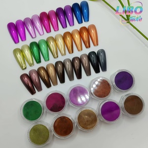LIBO New Arrivals Mirror Chrome Nail Powder 15 Colors Metallic Mirror Effect Nail Pigment for Nail Art - Product Image 1
