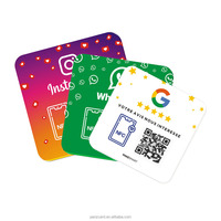 Placa NFC Acrílica de 4.72 Pulgadas para Mesa, Placa NFC de PVC Personalizada con Chip 215, Placa NFC con Reseñas, Placa NFC con Código QR Único y Enlaces