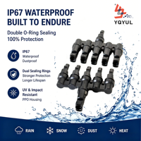 Conector en T YQYUL IP67 Impermeable, 7 Puertos, Divisor Paralelo para Panel Solar, 6 en 1, Macho y Hembra
