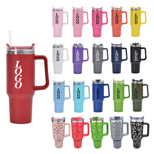 40oz Tumbler <strong>with</strong> Handle Hot Coffee Mug Cup Thermal Stainless Steel Tumbler <strong>with</strong> <strong>Straw</strong> Vacuum <strong>Flask</strong> Insulated Portable Cup - Product Image 2