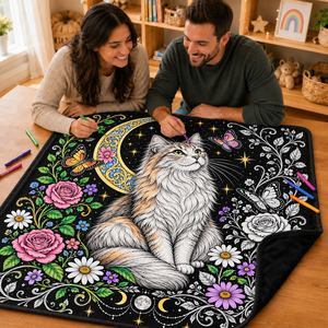 Couverture en peluche personnalisable à colorier soi-même pour chat, avec 24 marqueurs de couleur, réutilisable, lavable, cadeau artistique pour enfants, décoration intérieure - Product Image 3