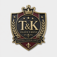 Badge personnalisé écologique 3D métallique multi-formes en forme de bouclier avec lettres anglaises, imprimé thermocollant pour uniforme de club, veste, chapeau, sac