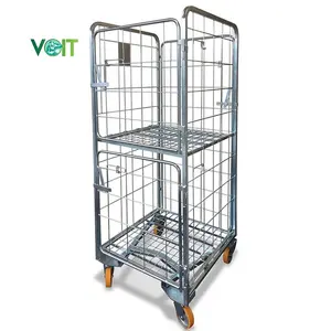 Transport and logistics welded steel folded linen cage trolley
