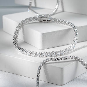 Vòng tay tennis vàng trắng <span class=keywords><strong>14K</strong></span>, vàng vàng nguyên chất, nhiều kích cỡ, đính kim cương nhân tạo, sẵn sàng giao hàng - Product Image 4