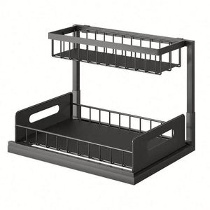 Estante de gabinete de mostrador de baño de 2 niveles, organizador de estante de gabinete extraíble, organizador debajo del fregadero para gabinete de baño de cocina - Product Image 1
