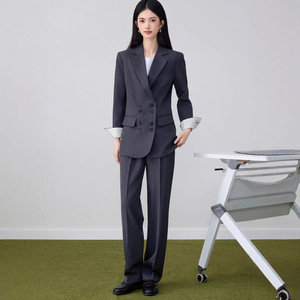 Women's Suit Set Pink Polyester Full Sleeve Formal Spring Wear - Product Image 3