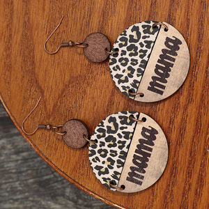 Orecchini pendenti da donna con stampa leopardata e dettagli in legno, gioielli vintage alla moda - Product Image 3
