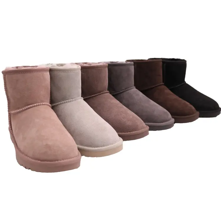5854 Double Face Ankle Length Australian Sheepskin Antiskid TPR Sole Winter Men Snow Boots Shoes Factory
