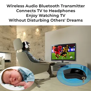Transmissor de baixa latência, transmissor de bluetooth sem fio 3.5mm adaptador de áudio conectar tv/computador para alto-falante bluetooth e fones de ouvido