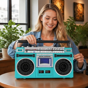 RETRO FORTUEN Reproductor de Casetes Retro, Reproductor de Cintas Digital AC/DC, Grabadora de Casetes, Reproductor Estéreo de Casete a MP3 - Product Image 1