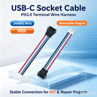 Cable con Conector Hembra Tipo C para Montaje en Panel LN-068, 4 Pines, Conector Tipo C para Equipos, Electrónica DIY, Modificación de Automóviles