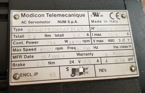 BPH0752N5AF2LA1, Eléctrico, <span class=keywords><strong>NUM</strong></span>, Modicon Telemecanique - Product Image 2