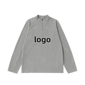 T-shirt à manches longues en velours double face pour hommes 2024 Nouveau style avec manches rotatrices T-shirt à col en chaîne à demi-pull - Product Image 6