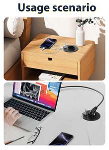 Mini Desktop Power Grommet Flush-Mount Bureau Conferentie Socket Ingebouwde 1 Ac Eu Stopcontact 2 <span class=keywords><strong>Usb</strong></span>-Poort 4.92 Ft Verlengsnoer - Product Image 4
