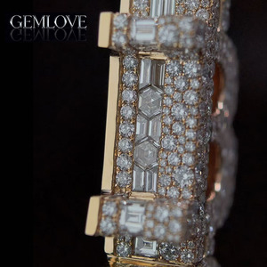 Colgante Personalizado con Inicial de Nombre, Colgante de Cadena Cubana, Diamante VVS Color D-F, Accesorio de Moda - Product Image 3