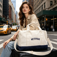 Sac de voyage week-end en toile de coton premium avec logo personnalisé, grande capacité, robuste, sac de voyage de nuit pour l'extérieur, sac de sport écologique