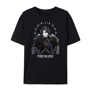 T-shirt unisexe en coton tricoté surdimensionné imprimé personnalisé pour la série Eleven Fatui Harbingers, respirant et infroissable - Product Image 2