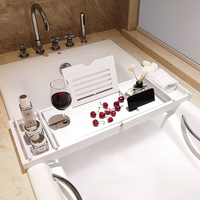 Plateau de bain en bambou multifonctionnel avec design, support de bain extensible pour livres, pour salle de bain