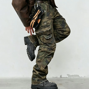 Wholesale OEM <b>Men</b> Washed Grey Cropped Sweatpants <b>Elastic</b> Drawstring Wide Leg Capri Pants Casual Loose French Terry <b>Trousers</b> - Product Image 2
