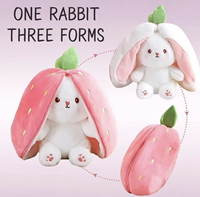 Conejo de Peluche Blanco, Juguete de Peluche Suave, Venta al por Mayor de Animales de Peluche, Nuevo Juguete de Peluche de Conejo Transformable en Fresa