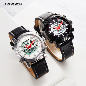 <span class=keywords><strong>Montre</strong></span> pour <span class=keywords><strong>homme</strong></span> SINOBI à double mouvement, bracelet en cuir, sport, multifonction, <span class=keywords><strong>montre</strong></span> numérique à quartz chronographe, montres-bracelets pour <span class=keywords><strong>homme</strong></span> S9795G - Product Image 4