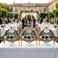 Calentador de Buffet de Acero Inoxidable con Acabado Dorado, para Restaurantes de Lujo y Hoteles Modernos, con Capacidad de 6L y Calentamiento a Vapor