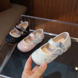 Chaussures plates de princesse pour enfants, chaussures de ballet scintillantes pour filles, ballerines antidérapantes Mary Jane en cuir pour l'école - Product Image 2