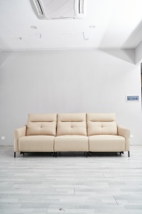 Canapé inclinable électrique multifonctionnel en cuir véritable 3 places avec massage extensible, design moderne - Product Image 2