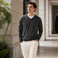 Pull en tricot classique pour homme, col en V, couleur unie, minimaliste, doux, à mailles fines, pull-over, polyvalent, essentiel, tricot pour homme