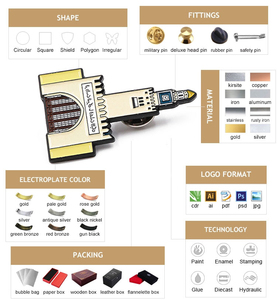 Tùy chỉnh thiết kế của riêng bạn kim loại Thủ công mỹ nghệ mạ vàng quần áo hat phim hoạt hình kim loại cứng men pins tùy chỉnh ve áo men Pin - Product Image 5