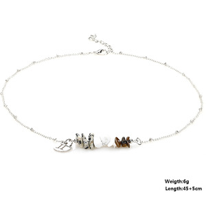 Collane all'ingrosso alla moda con pietre naturali dei Dodici Segni Zodiacali, collane con catena in acciaio inossidabile e biglietti in carta - Product Image 5