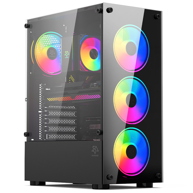 SNOWMAN ATX Mini Mid Tower PC Case Aluminum Alloy Construction Compact Design Side Panel Window Efficient Airflow Cooling for