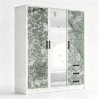 Armoire à 3 portes avec miroir et tiroirs, texture marbre, dernière tendance, pour chambre d'amis