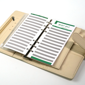 Carpeta de cuero con textura Litchi para ahorrar dinero, cartera A6 de hojas sueltas personalizadas al por mayor, planificador con sobres en efectivo - Product Image 5