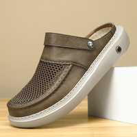 Sandales et claquettes pour hommes, chaussures de marche, de randonnée et de plage, plates, à bout couvert, ajourées et respirantes