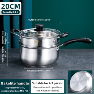 Olla para Leche de Acero Inoxidable 304 con Vaporera, Ahorra Tiempo al Calentar la Leche y Cocinar al Vapor, Segura y Fácil de Usar para Todas las Estufas - Product Image 6