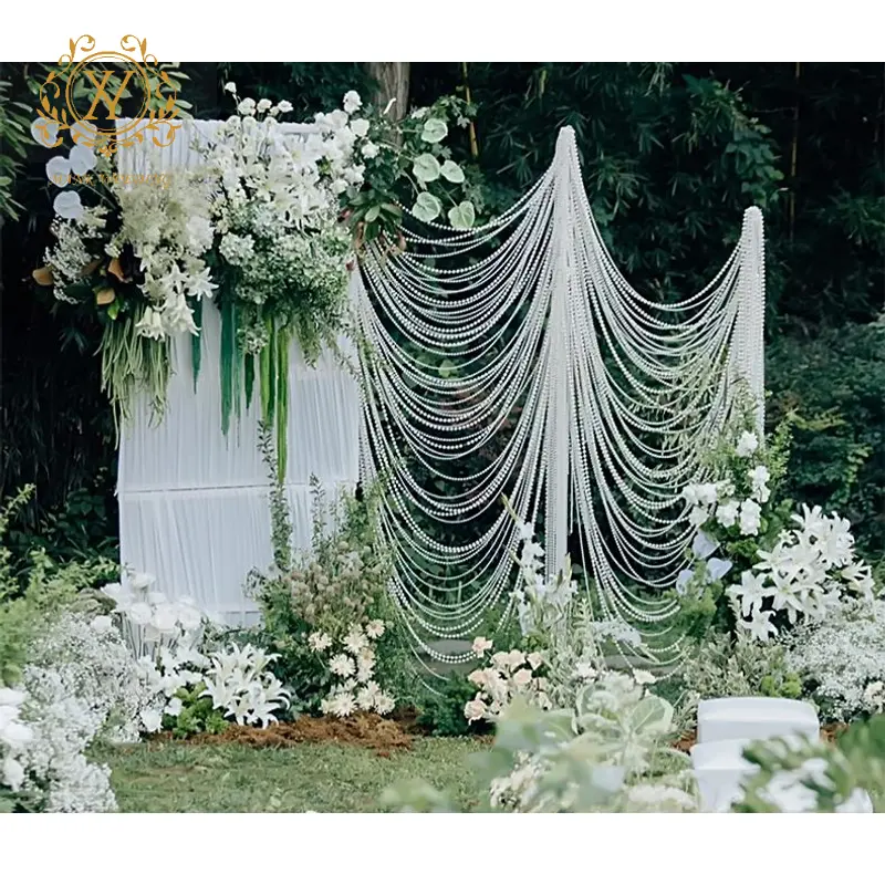 Cadena de cuentas flacidez de boda de lujo ligero cortina de perlas de onda de agua de alta calidad decoración de techo de perlas