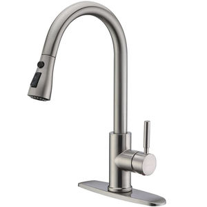 Modern Single-Handle Brushed Stainless Steel Kitchen Sink <strong>Faucet</strong> Pull out <strong>Sprayer</strong> with Black Hot &amp; Cold Mixer Ceramic Valve Core - Product Image 3
