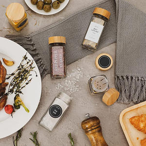 حار بيع 24 قطعة التوابل الجرار مع تسميات 4 oz برطمان توابل زجاجي مع أغطية الخيزران الحد الأدنى مزرعة التوابل تسميات ملصقات - Product Image 3