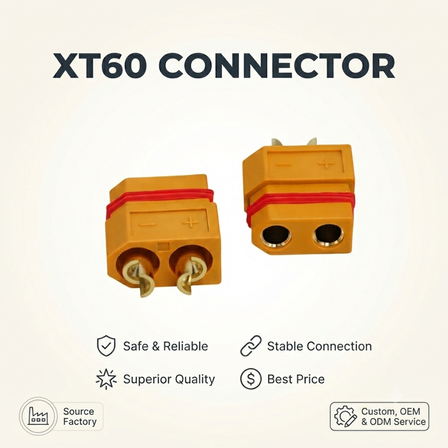High Current XT60 Connector 20A Connector Brass Gold Plated PA9T Insulator Male Female Plug for RC Lipo Battery FPV Drone