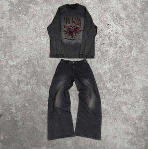 Sudadera de Alta Calidad con Cierre, Estilo Desgastado, Holgada, de Felpa, Bordada, Lavada, con Cuello Redondo, Corte Informal, 100% Algodón - Product Image 1