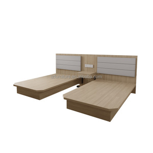 Juego de Cama de Madera con Plataforma para Hotel, Tamaño Queen/King, con Cabecera Tapizada Integrada y Mesitas de Noche, para Dormitorios de Hotel de 3 Estrellas - Product Image 5