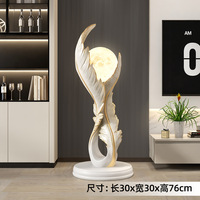 Grande Sculpture Décorative en Plumes, Lampe LED sur Pied d'Ambiance, Artisanat d'Art, Accessoires de Maison, Cadeau de Crémaille pour Nouvelle Maison